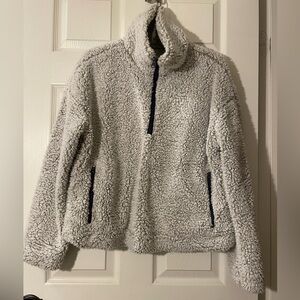 Fleece Pullover 1/4 zip Thread & Supply Sweatshirt Lined Cotton NWOT Grey Small